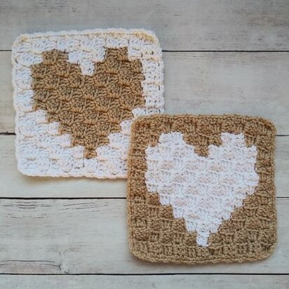 C2C Enamored Heart Afghan Square