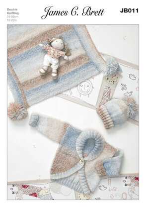 Blanket, Hat and Cardigan in James C. Brett Baby Marble DK - JB011