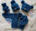 Isaac baby knitting pattern cardigan, hats and booties 0-3 mths & 6-12m