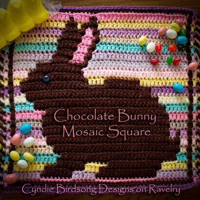 Chocolate Easter Bunny Mosaic Crochet square
