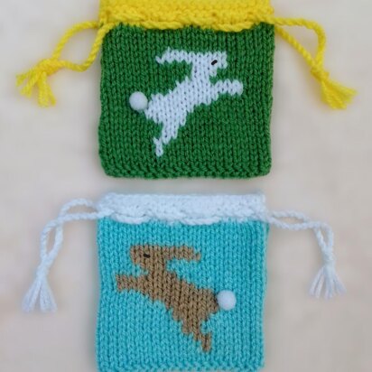 Easter Bunny Hops - Chocolate Treat Bags - knitting pattern