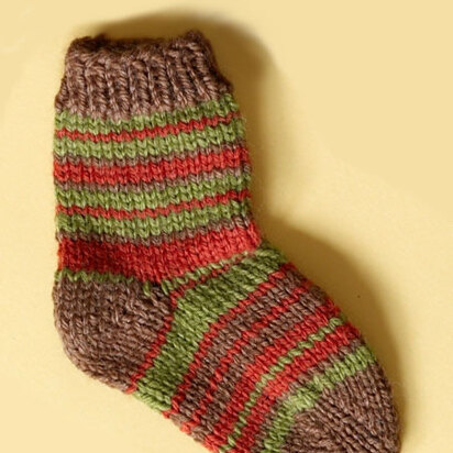 Knit Child's Striped Socks in Lion Brand Wool-Ease - 70286A
