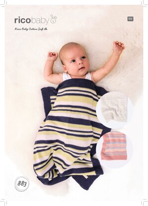 Blankets in Rico Baby Cotton Soft DK - 883 - Downloadable PDF