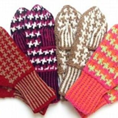 Houndstooth Mittens - knitting pattern