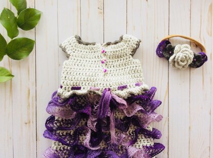 Crochet Baby Ruffled Dress and Headband