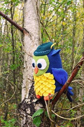 Owl Crochet Pattern, Owl Amigurumi Pattern, Owl with Hunter's Hat