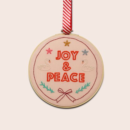 Cotton Clara Joy and Peace Hoop Embroidery Kit - 20cm