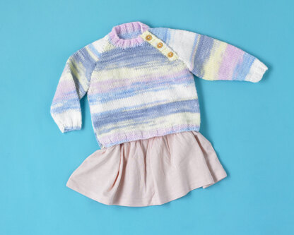 Poppet Jumper - Free Sweater Knitting Pattern For Babies in Paintbox Yarns Baby DK Prints by Paintbox Yarns