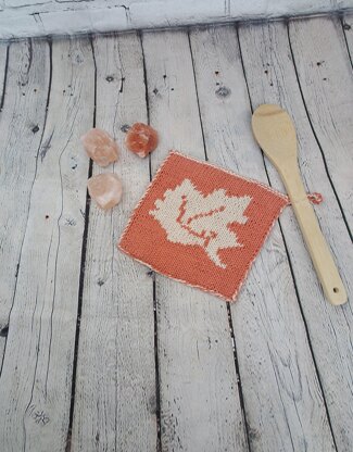 Autumn Pot Holder, Kitchen Accessory in Double-Face Knitting Technique