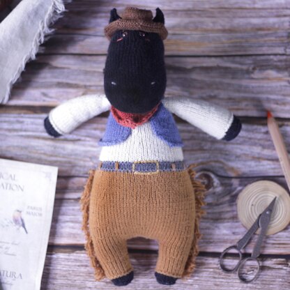 Horse Knitting Pattern -  Knitted Cowboy Horse Finn