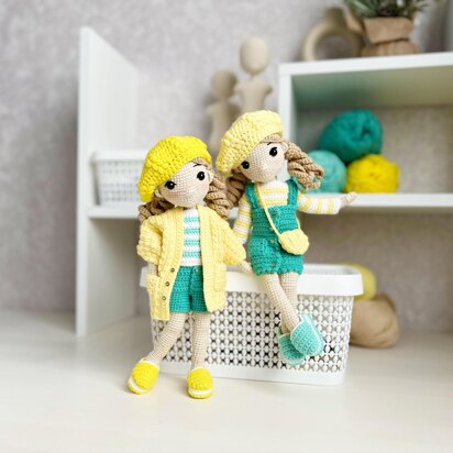 Amigurumi doll, crochet doll, crochet doll clothes, Twins