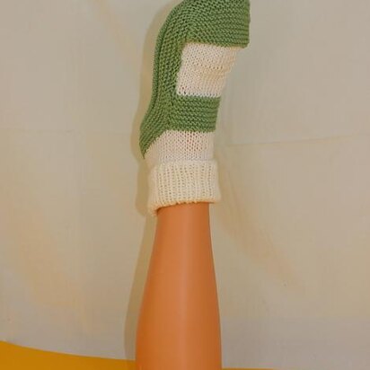 Adult Rib Cuff Sock Slippers - knitting pattern