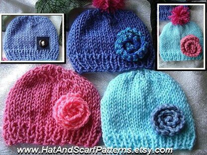 575 UNISEX KNITTED BEANIE HAT, and flower