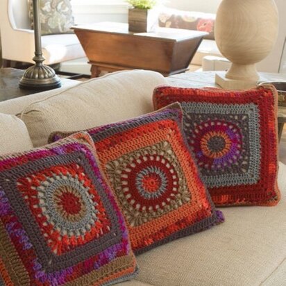 Circle in the Square Pillows in Red Heart Super Saver Economy Solids - LW3492