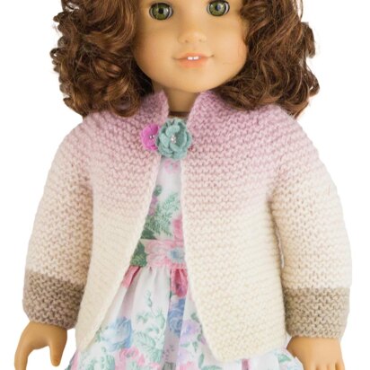 Leena Cardigan for 18 inch dolls, Doll Clothes Knitting pattern