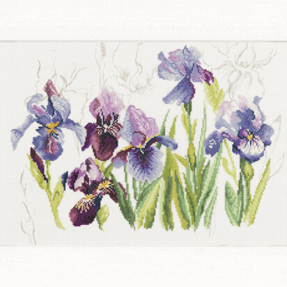 Lanarte Blue Flowers - Irisses Counted Cross Stitch Kit - 40 x 28 cm