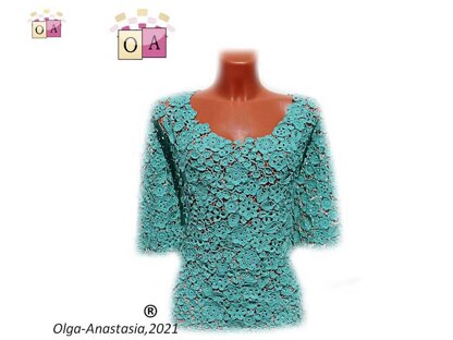 Turquoise lace pullover