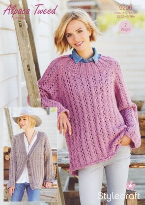Eyelet Sweater & Cardigan in Stylecraft Alpaca Tweed Chunky - 9206