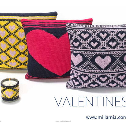 Valentine Cushions and Candle Warmer in MillaMia Naturally Soft Merino - knitting pattern