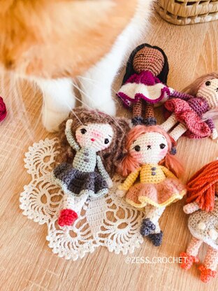 GINETTE dolls CROCHET PATTERN in English by Zess -  tutorial pdf amigurumi easy to follow