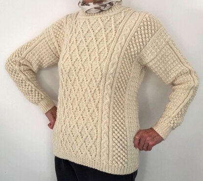 Vintage cream wool fisherman knit sweater Cable knit Aran sweater