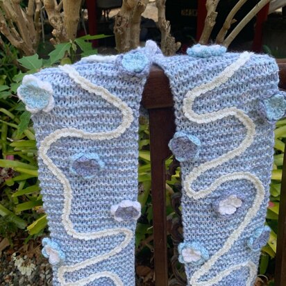 Scarf with Crocheted Flowers & Braid