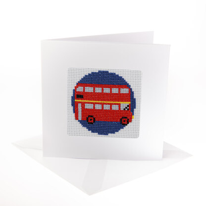 Stitchfinity London Bus Mini Card Cross Stitch Kit - 13cm x 13cm