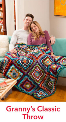 Granny’s Classic Throw in Red Heart Soft - LW4901EN - Downloadable PDF