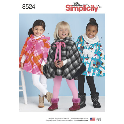 Simplicity Pattern 8524 Child's Poncho 8524 - Sewing Pattern