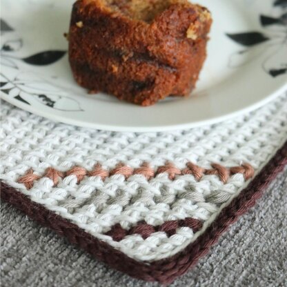 Tunisian Crochet placemat pattern Elements Kitchen Set - Noor's Knits