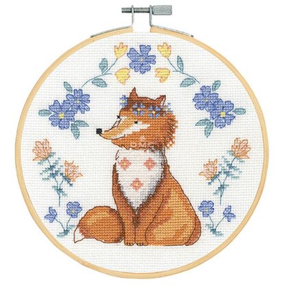 DMC Folk Fox Cross Stitch Kit with Hoop