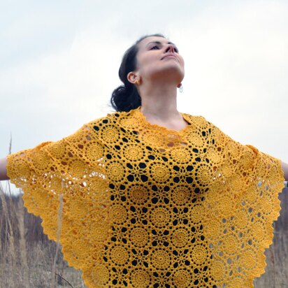 Sunflower crochet poncho tunic