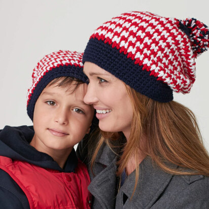Striped Slouchie Hat in Caron United - Downloadable PDF