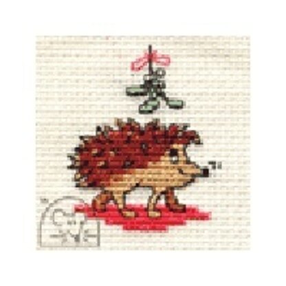 Mouseloft Christmas Card Stitchlet - Hopeful Hog Cross Stitch Kit - 64mm