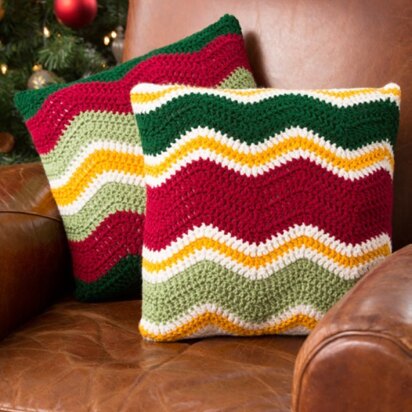 Holiday Chevron Pillows in Red Heart Super Saver Economy Solids - LW4387