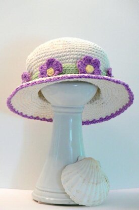 Violet Flowers Sun Hat Girls to Womens X Large