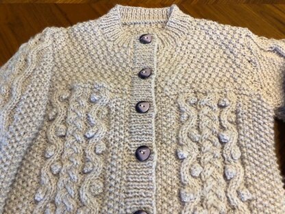 Girls Cable and Bobble Knitted Cardigan (3-24mths)