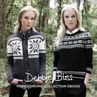 Monochrome Collection Ebook - Knitting Pattern for Women and Home in Debbie Bliss Rialto 4 ply, Rialto Aran, Baby Cashmerino, Cashmerino DK, Cashmeri