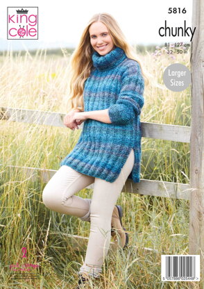 Ladies Sweater and Tunic Knitted in King Cole Autumn Chunky - 5816 - Downloadable PDF