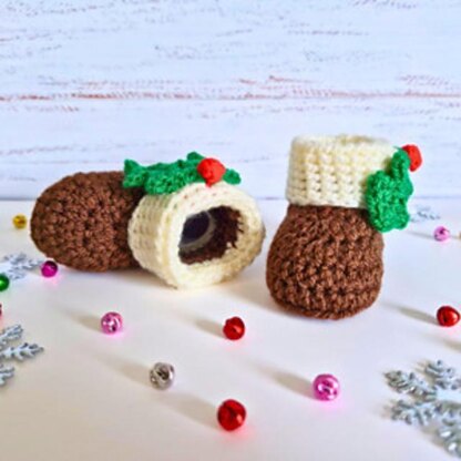 Christmas Pudding Baby Booties