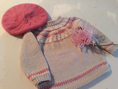 Baby fair isle sweater and beret