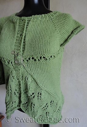 #119 Eyelets and Lace Curved Hem Cardigan