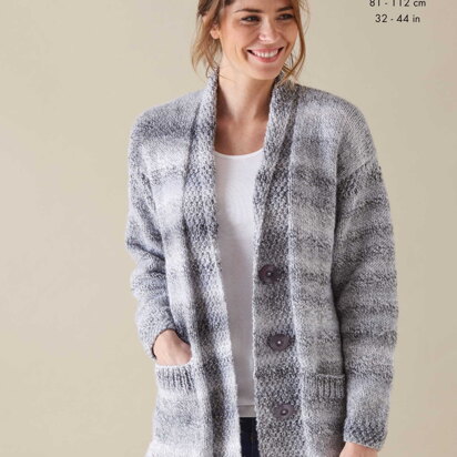 Cardigan and Sweater Knitted in King Cole Acorn Aran - 5801 - Downloadable PDF - knitting pattern