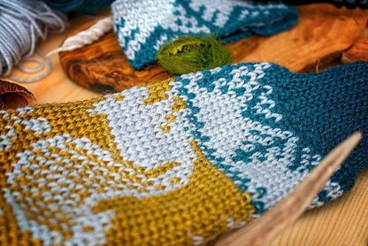 Squirrel Fair Isle Crochet Mittens