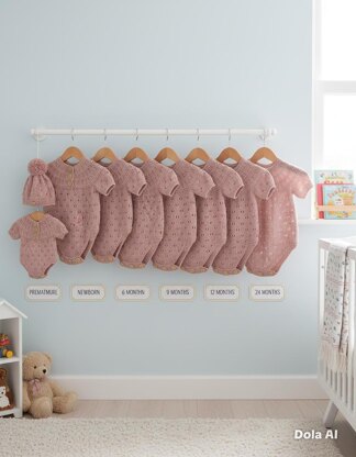 'Pippin' 3 Piece set with 8 sizes from Premature to 24 Months