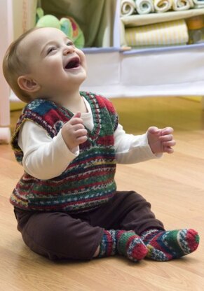 Baby's Holiday Vest and Socks in Red Heart Heart & Sole - WR1960