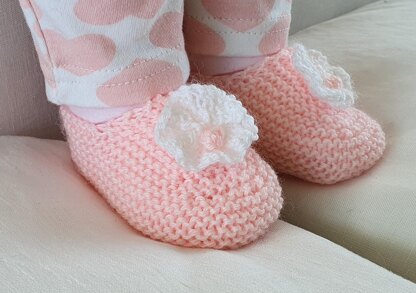 Baby shoes with knitted flower - Angelica