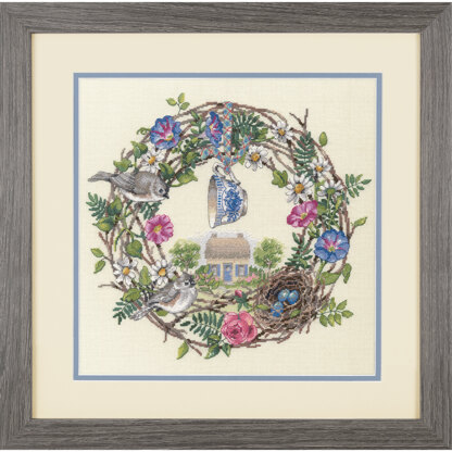 Dimensions The Gold Collection: Cottage Wreath Cross Stitch Kit - 12in x 12in