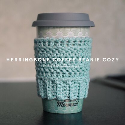 Herringbone Coffee Beanie Cozy