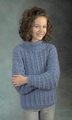 Child’s Cabled Pullover in Plymouth Yarn Dandelion - 2342 - Downloadable PDF